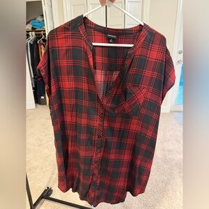 Torrid Red and Black Plaid Top